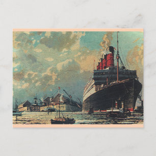 Carte Postale Transport vintage Bateau à passagers dans le port