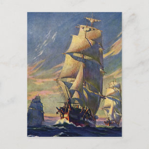 Carte Postale Transport Vintage, Clippers en Mer