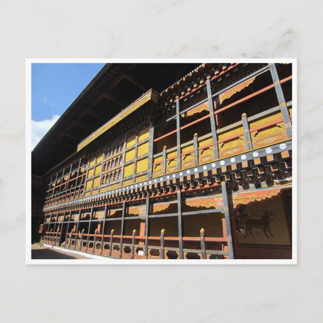Carte Postale travail du bois de paro dzong (Devant)