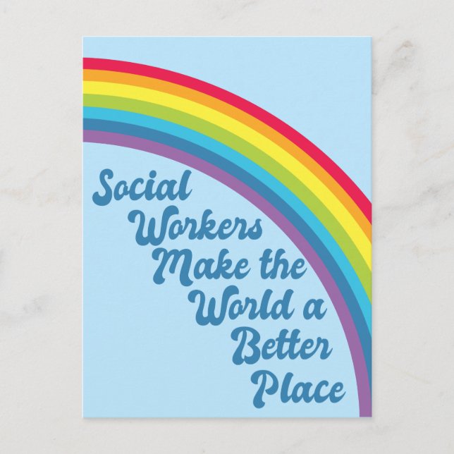 Carte Postale Travail social Citation inspirante Rainbow Blue (Devant)