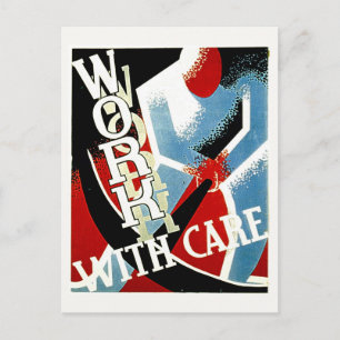 Carte Postale Travailler avec soin - Poster WPA de l'ère de la d