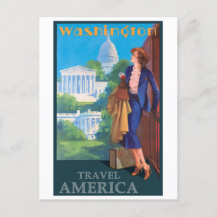 Carte Postale Travel America, Washington DC, Retro