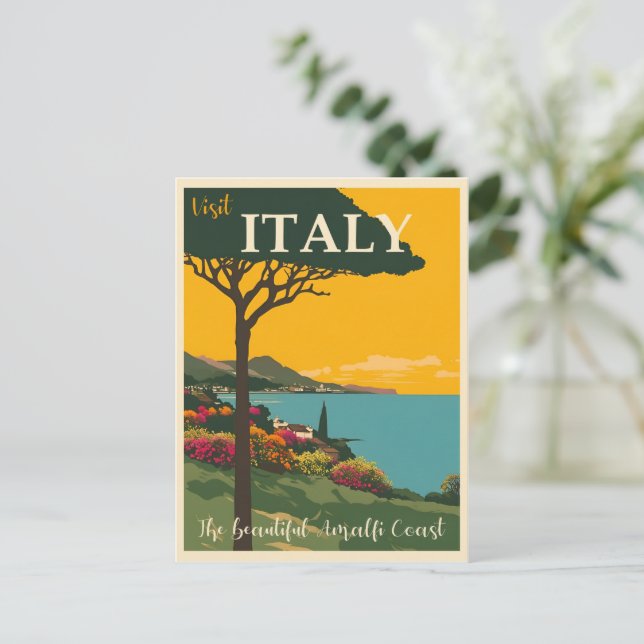 Carte Postale Travel Italie, illustration artistique, (Debout devant)
