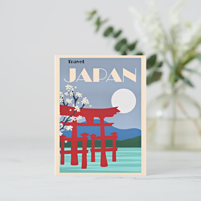 Carte Postale Travel Japan, illustration vintage, (Debout devant)