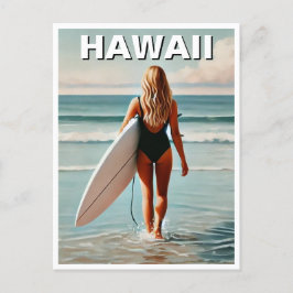 Carte Postale Travel Surf en Hawaii Surfer Girl