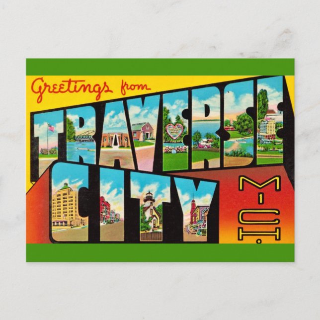 Carte Postale Traverse City Michigan Salutation (Devant)