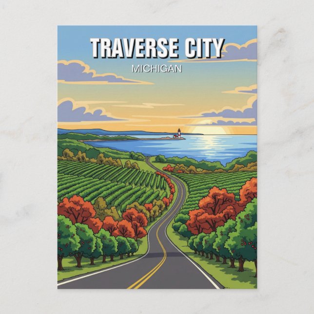 Carte Postale Traverse City Michigan Travel (Devant)