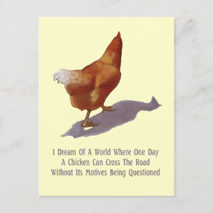 Carte Postale Traversée de poulet par route : Drôle : Œuvre d'ar