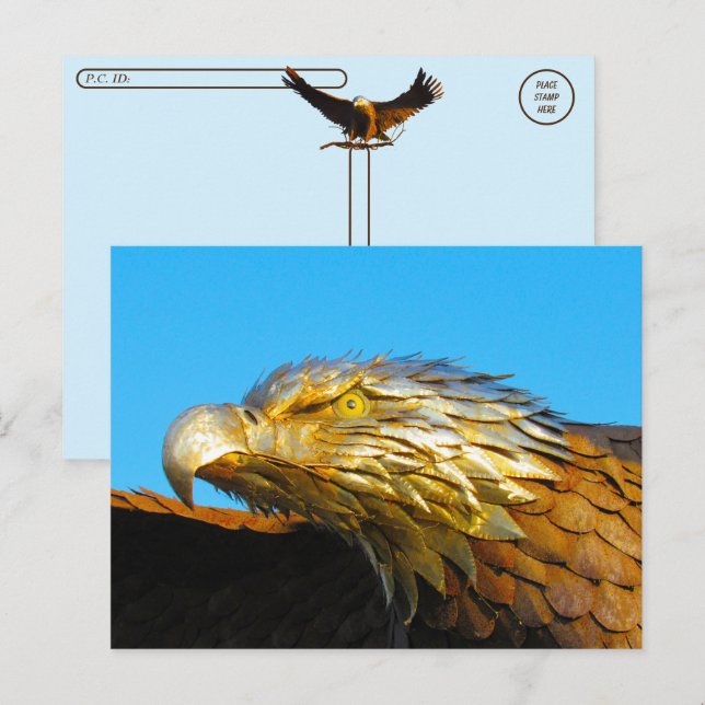 Carte Postale Traversée - Statue de l'aigle à tête blanche (Devant / Derrière)