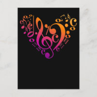 Treble Bass Clef Notes musicales Coeur coloré