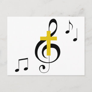 Carte Postale Treble Clef and Cross