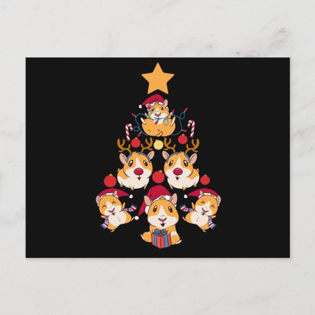 Carte Postale Tree guinea pig Christmas animals lover (Devant)