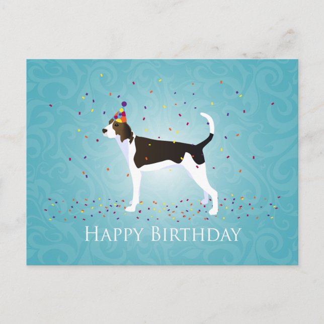 Carte Postale Treeing Walker Coonhound Joyeux Design d'anniversa (Devant)