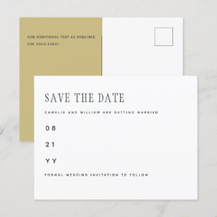 Carte Postale Trending Modern White Gold Wedding ENREGISTRER LA 