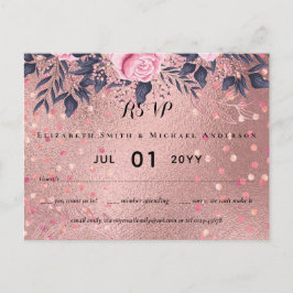 Carte Postale Trending ROSEGOLD Mariage Rose Marine Métallique