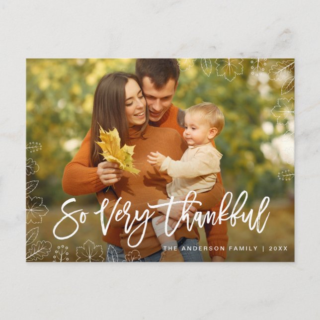 Carte Postale très reconnaissant | famille Thanksgiving (Devant)