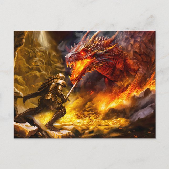 Carte Postale Trésor de Nibelung. Siegfried lutte contre le drag (Devant)