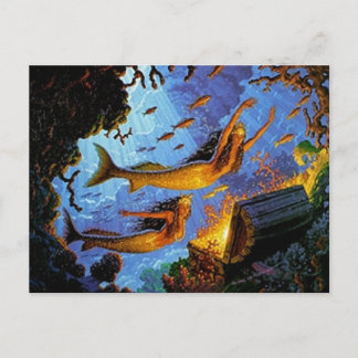 Carte Postale Trésor de sirènes d'or