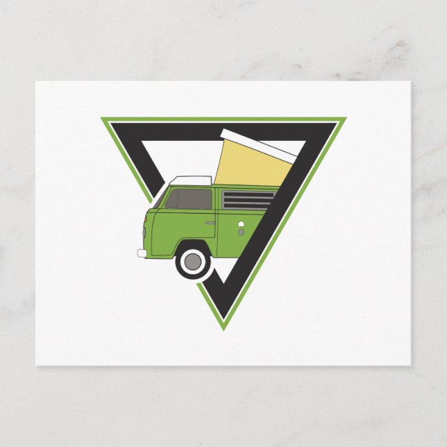 Carte Postale triangle classique camper vert camper van (Devant)