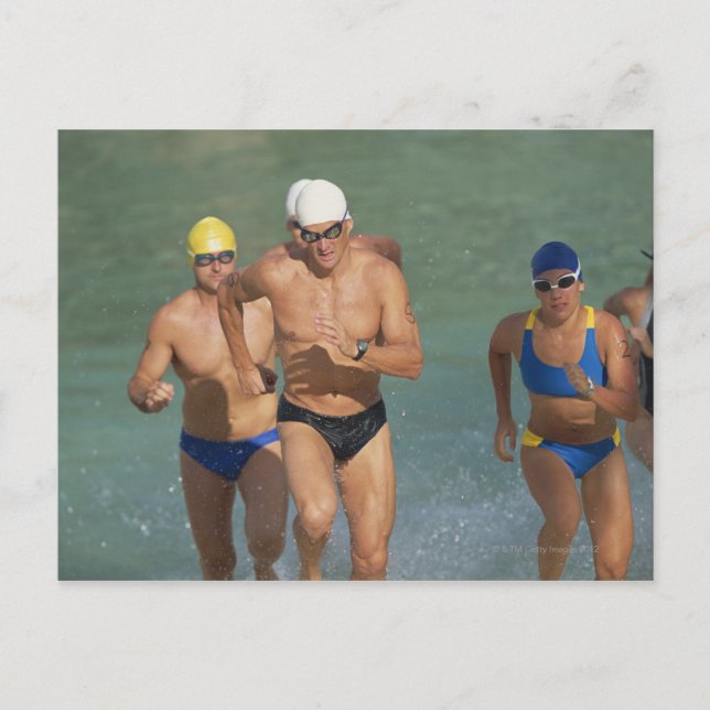 Carte Postale Triathloners s'enfuient d'eau 3 (Devant)