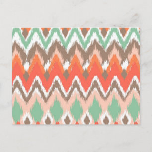Carte Postale Tribal aztèque chevron zig zag rayures ikat motif