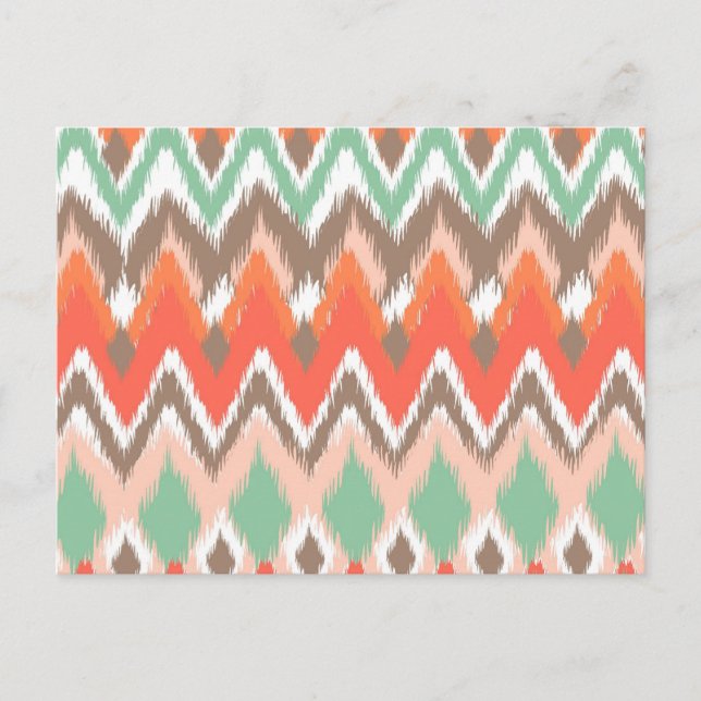 Carte Postale Tribal aztèque chevron zig zag rayures ikat motif (Devant)