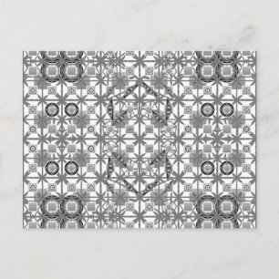 Carte Postale Tribal Batik - gris / gris, noir et blanc