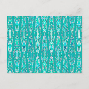 Carte Postale Tribal Batik - Turquoise et Aquamarine
