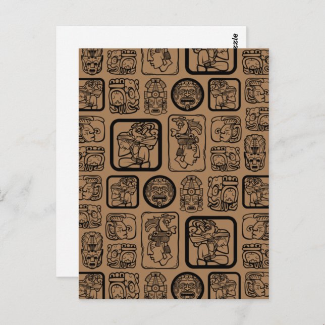 Carte Postale Tribal MAYA ancien masque motif 1 (Devant / Derrière)