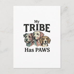Carte Postale Tribu de chiens a des pattes design de gravure vin