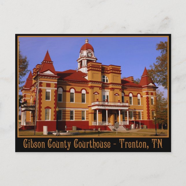 Carte Postale Tribunal du comté de Gibson - Trenton, TN (Devant)