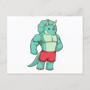 Carte Postale Triceratops culturiste au culturisme