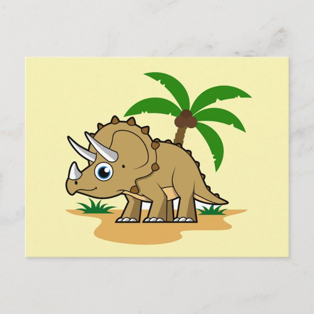 Carte Postale Triceratops dans un climat tropical. (Devant)