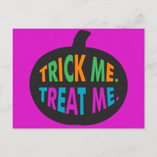 Carte Postale Trick Me Traite, Halloween Multi-Couleur