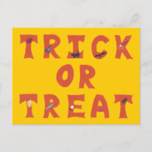 Trick or Treat Decorated Halloween Postcards