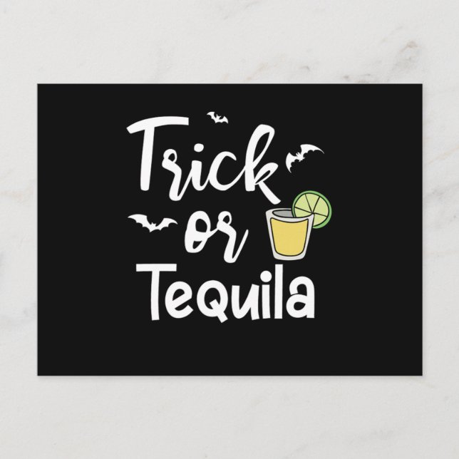 Carte Postale Trick Ou Tequila Halloween Citrouille Horreur Gi (Devant)