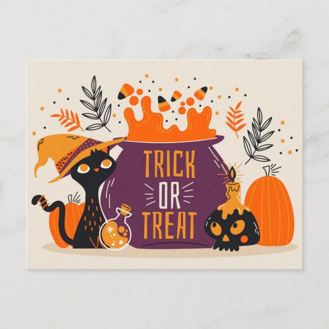 Carte Postale Trick ou Treat Cats Potion magique Brûler (Devant)