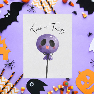 Carte Postale Trick ou Treat ? Cute couleur aquarelle Lollipop