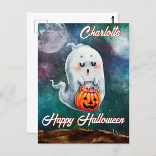 Carte Postale Trick ou Treat, les fantômes sont doux Halloween h