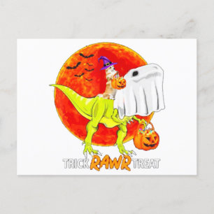 Carte Postale Trick Rawr Treat Halloween Corgi T Rex Dinosaur