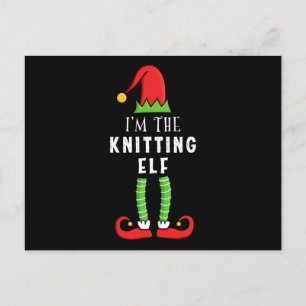 Carte Postale Tricot Elf Noël jumelé cadeau de famille