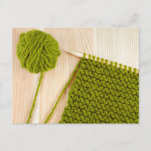 Carte Postale Tricot en laine verte