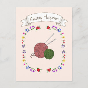 Carte postale tricot Happiness pour Tricot Lover