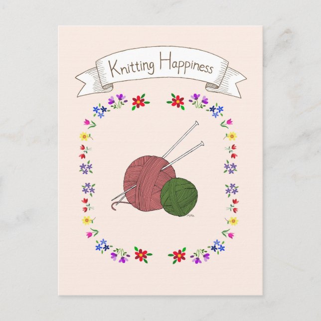 Carte postale tricot Happiness pour Tricot Lover (Devant)