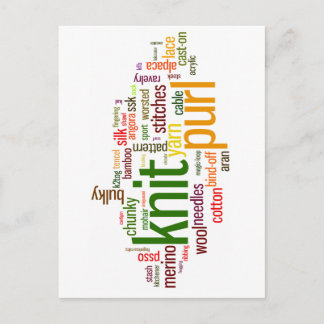 Carte Postale Tricot Lexicon - mots pour tricoter! Allez !