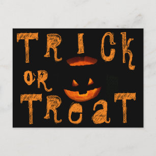 Carte Postale Tricoter ou traiter le Citrouille d'Halloween