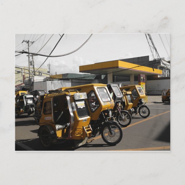 Carte Postale Tricycles jaunes aux Philippines (Devant)
