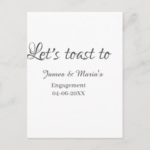 Carte Postale Trinquons à la fête de fiançailles nom date élégan