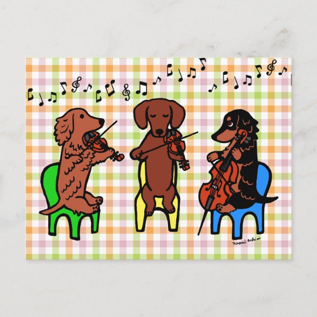 Carte Postale Trio chaîne Dachshund (Devant)