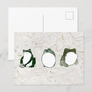Carte Postale Trio de grenouilles japonaises grumeuses crapauds 